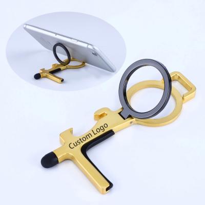 China Durable Promotional Stylus Custom Hands Free Multi Function Touchless Metal Key Chain Used For Gate Opener for sale