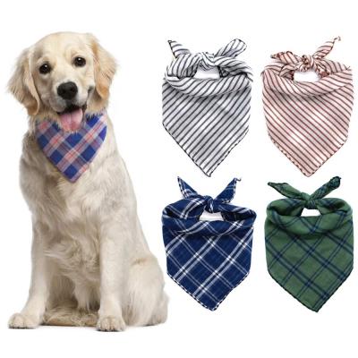 China 2021 New Viable Adjustable Custom Dog Cat Scarf Bandana Pet Triangle Plaid Washable Pet Bandanas for sale