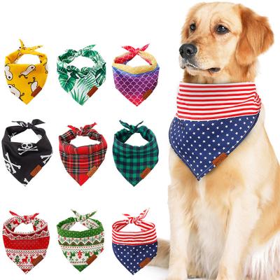 China Custom Printed Custom Flag Logo Patterns Dog Bandanas USA Cotton Pet Viable Hot Sale For Pets for sale