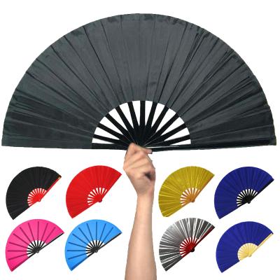 China China Factory Price Custom Printed Large Bamboo Plastic Promotional Gifts Pure Colors Blank Hand Folding Fans for sale