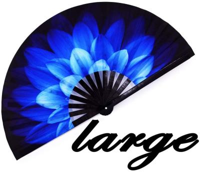 China China Large 13-Inch Folding Fans For Women/Men, 13-Inch Bamboo And Chinese Japanese Nylon-Cloth Handheld Fan For Performance for sale