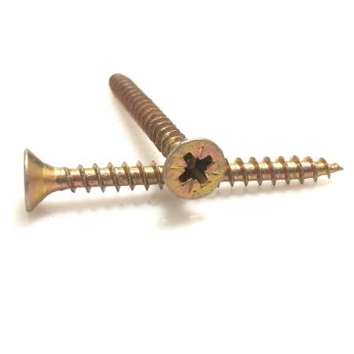 China Pan Parafuso Zinc Plated Yellow #2 Phillips Countersunk Chipboard Wood Self Drilling Screw for sale