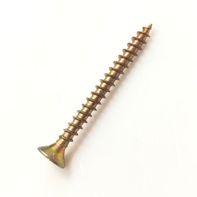 China Pan Gold Screws PZ Countersunk Recess Double Chipboard Screws Square Drive To Shavig Board for sale