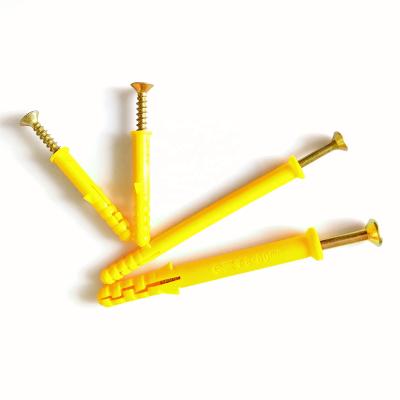 China Flat Factory Wholesale Expansion Screws With Wall Socket Yellow Plastic Chipboard Screws for sale