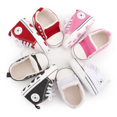 China 2021 New Arrivals Wholesale Printed Fur Baby Warm Winter Shoes Newborn Baby Kids Girls Boys Canvas Shoes Soft Infant Toddler Shoes for sale