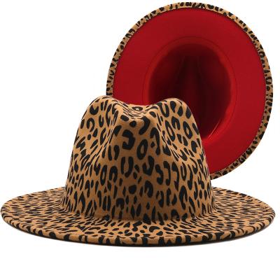 China Wholesale Cheap Unisex Leopard Fedora Hats Women Wide Brim Cowboy Hat Floppy Sun Hat Panama Plush 40 Colors For Beach Church for sale