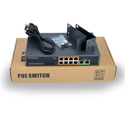 China POE port 8 poe + 2 uplink poe switch 48v extra power IEEE802.3af/at poe standard network switch large for sale