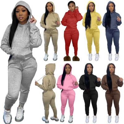 China Ready to ship Women's Vintage Sets Amazon Fall Winter Plus Velvet Sweater Women Sports Two Piece Casual Tracksuit F175 for sale