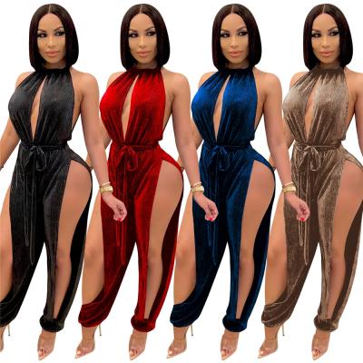 China QUICK DRY 4colors custom logo women's clubwear cut mujer romper velvet one piece jumpsuit for sale