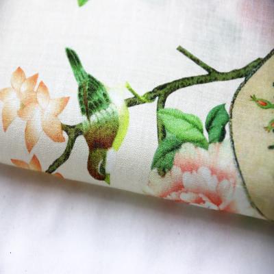 China 40%T 60%R 80GSM 42*42/74*68 Viable High Quality Printed Canvas Ramie Fabric For Women Sets Or Kids Clothes for sale