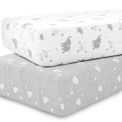 China Soft and brethable fitted Mini Crib Sheets of stretchy bamboo fabric for sale