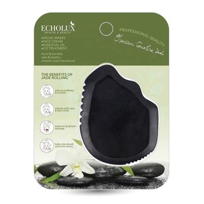 China Comfortable Beauty Products Body Black Jade Stone Gua Sha Scraping Massage Board Tool Kit Jade Scraping Massager Guasha Face for sale