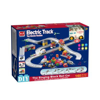 China Educational Building Block Railway Track Toy With Mini Die Cast Flexible Slot Car For Kids for sale