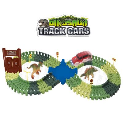 China Creative Electric Slot Toy Promotional Gift Diy Assemble Dinosaur Racing Track For Boys for sale