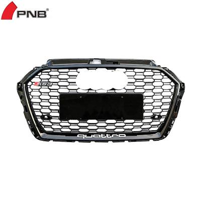 China Plastic carbon fiber rs3 model rs3 drop shipping honeycomb abs black or silver plastic grill for audi a3 s3 2017 2018 2019 for sale