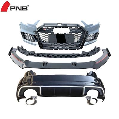 China Plastic front bumper with grill for audi A3 version general cosmetic in rs3 body kits 2017 rear bumper 2018 2019 2020 for sale