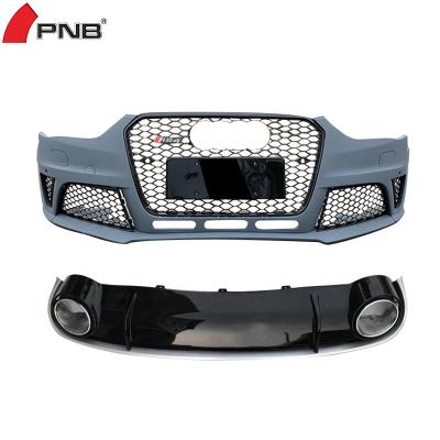 China Front Bumper RS4 Plastic Style With Grille And Rear Bumper With Tailpipe For Audi A4L S4 B8.5 2013 2014 2015 2016 for sale