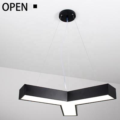 China Modern Unique Art wholesale price Y shape 30w led desk hanging light fixtures linear chandeliers for art lighting for sale