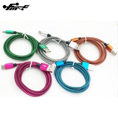 China Mobile Phone 2.4 A Cable Fast Charging Type C Nylon Braided Data Cable For Android Phone CE Charger Cable for sale