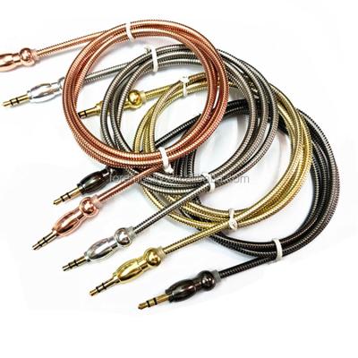 China Phone silver metal 3.5mm male to aux cable. male braided stereo audio auxiliary for sale