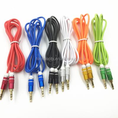 China Phone jelly braided aux audio cable. for car, crystal audio cable with 3.5mm plug for sale