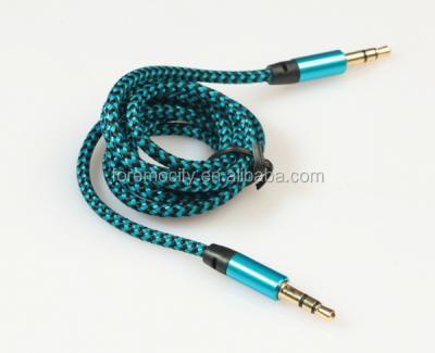 China Phone braided 3.5mm audio aux cable multi color. with high quality for car stereo, earphones for sale