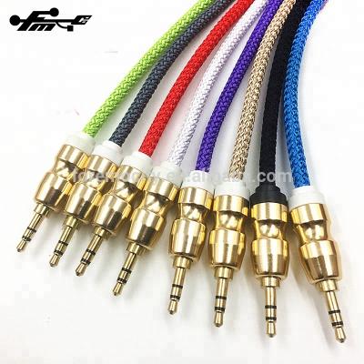 China aux audio cable Nylon Braided Cable 3.5mm Aux Cable. custom made high quality phone for sale