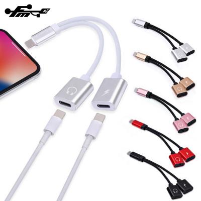 China Mobile Phone 2 in 1 Earphone Adapter Cable Audio Adapter for Iphone Earphone Adapter for sale