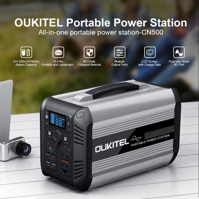 China Fast Charge Support OUKITEL Outdoor Portable Power Station 2021 Upgrade, 615Wh 192000mah LiFePO4 Battery with 500W for sale