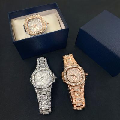 China Automatic date FOXI men stainless steel quartz watch hip hop diamond watch 2022 new style quartz watch for men gift for sale