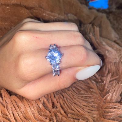 China Environmental Friendly Rings For Women Couples S925 Silver Zircon Set Ring Bridal Wedding Engagement Jewelry Drop Shipping Fine for sale