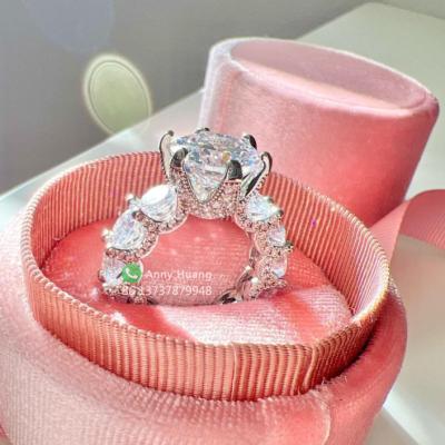 China Bling Women's CLASSIC Jewelry 925 Sterling Silver Diamond Ring Iced Out Cubic Zirconia Round Cut Wedding Engagement Rings for sale