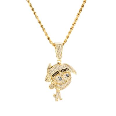 China 2022 appearance fashion exquisite cartoon character modeling class D mosan diamond inlaid 925 Sterling Silver exquisite hip hop pendant for sale