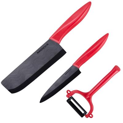 China MIDDIA Ceramic Kitchen Knives Set with Colorful Handle Cleaver Fruit Knife and Peeler for sale