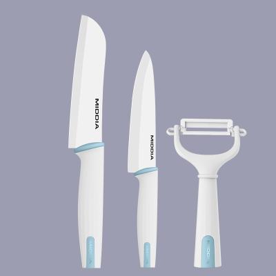 China Knife Blade Material Ceramic MIDDIA 3-Piece Zirconia Ceramic Chef Knives Set with Peeler for sale