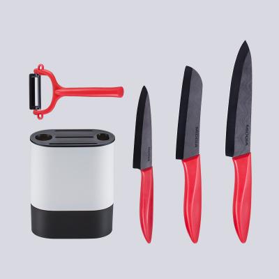 China 5 Inch Santoku Knife and 4.5 Inch Fruit Cutter Ceramic Kitchen Set for Precise Cutting for sale