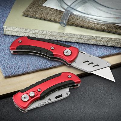 China Stainless Steel Blades Retractable Folding Utility Knife voor het snijden van kartonnen dozen Te koop