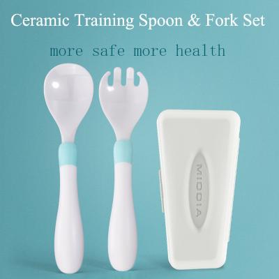 China Giveaways Occasion MIDDIA Ceramic Baby Spoon and Fork Set for Kids Children Tableware Set for sale