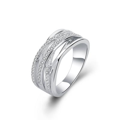 China Customized Wholesale Customized Rhodium Plated 925 Sterling Silver And CZ Rings for sale