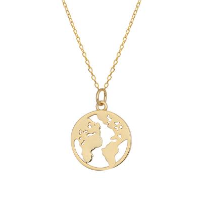 China TRENDY Personalized 18K Gold Plated World Map 925 Sterling Silver Necklace For Customized Design for sale