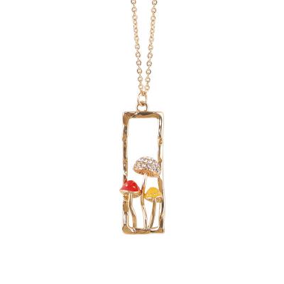 China Creative Personalized Colorful Mushroom Colorful Element Rectangle Mushroom Cute Necklace For Women for sale