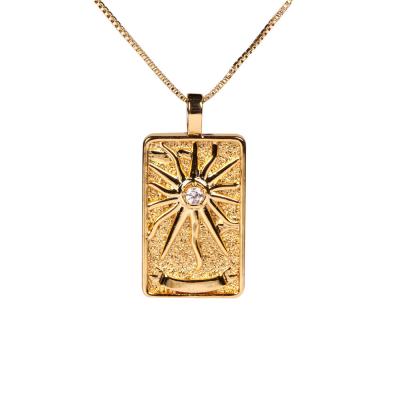 China Hot punk gold plated mystic pendant necklace tarot card necklace jewelry box chain tarot card for men and women for sale