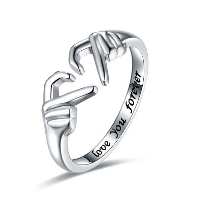 China TRENDY 925 Sterling Silver Heart Claddagh Rings Friendship Jewelry Love Open Rings For Women Girlfriends for sale