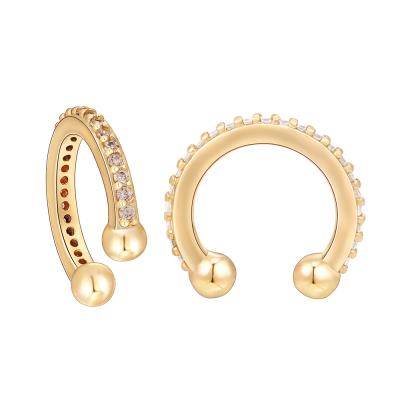 China FASHIONABLE European Elegant 14k Gold Plated Diamond Inlaid Ear Cuff Earrings Cubic Zirconia Loop Earrings for sale