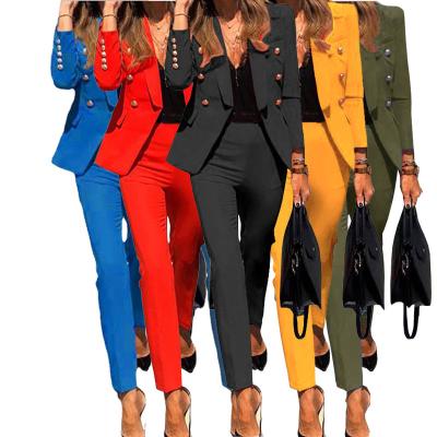 China Anti-Static High Quality Women Long Sleeve Blazer And Pants Office Suits Solid 2 Piece Suits for sale