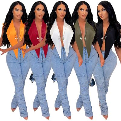 China Anti-wrinkle popular ladies costume blouse sexy women crop top irregular cardigan full collar summer turn-down crop for women shirt for sale