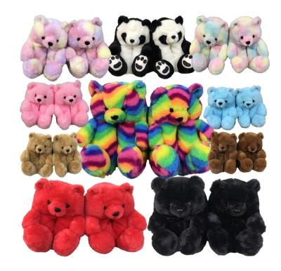 China Light Cheap Teddy Bear Slippers Lady Shoe Women House Slipper Brown Indoor Plush For Girls Bedroom Animal Teddy Bear Slipper for sale