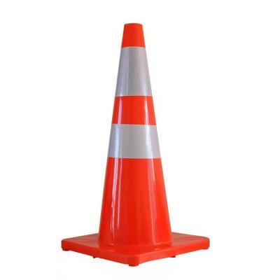 China Pavement Safety 28 Inches PVC Road Safety Orange Soft Plastic Cone for sale