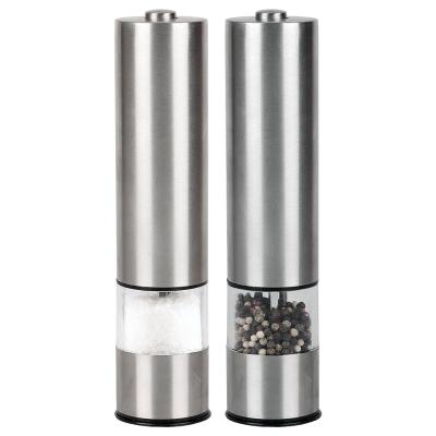 China CLASSIC Electric Pepper Grinder or Salt Grinder - Battery Operated Stainless Steel Pepper Mill with Light - One Hand Operation for sale