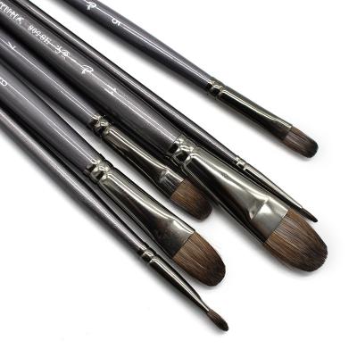 China Oil Paint 6 Pcs/Set Tool Squirrel Hair Oil Painting Brush Filbert Pen For Acrylic Painting Professional High Quality Art for sale